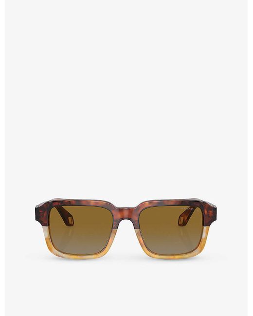 Giorgio Armani Brown Ar8194u Rectangle-frame Acetate Sunglasses