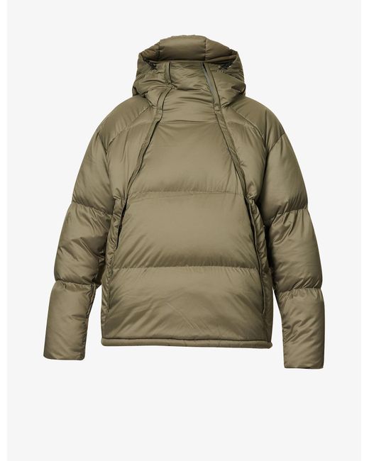Snow Peak Diagonal-zip Funnel-neck Relaxed-fit Shell-down Hooded Jacket ...