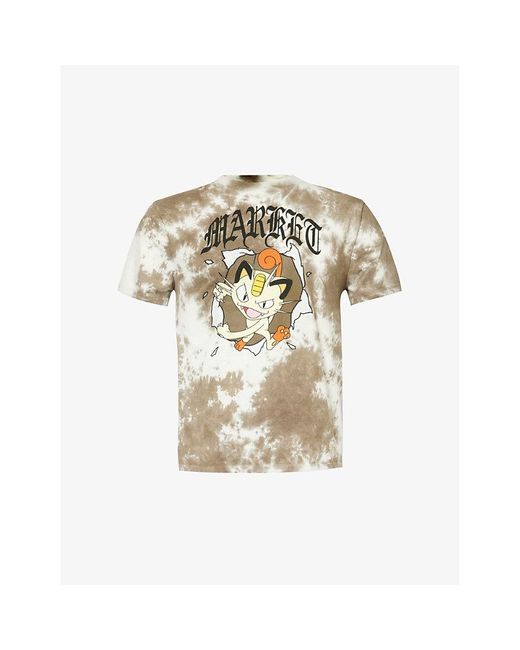 Market Metallic X Pokémon Meowth Graphic-print Cotton-jersey T-shirt for men