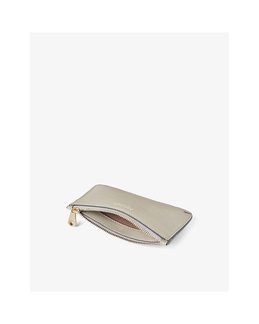 Aspinal Gray Ella Logo-print Grained-leather Card And Coin Holder