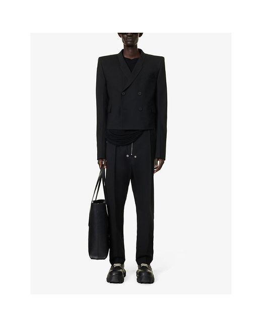 Rick Owens Black Neue Alice Double-breasted Boxy-fit Wool Jacket for men