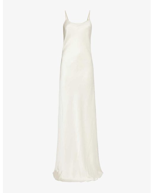 Victoria Beckham White V-back Satin Camisole Maxi Dress