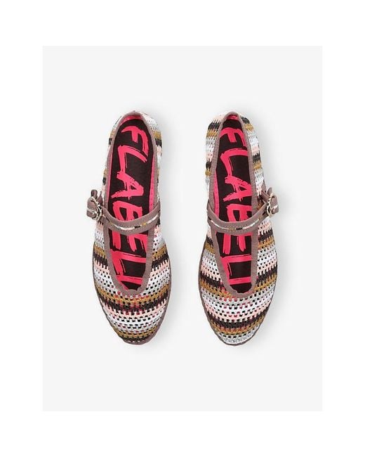 Flabelus Multicolor Pierre Straw Ballet Flats