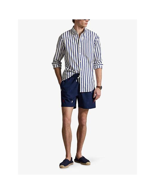 Polo Ralph Lauren Blue Traveller Brand-Embroidered Swim Shorts for men