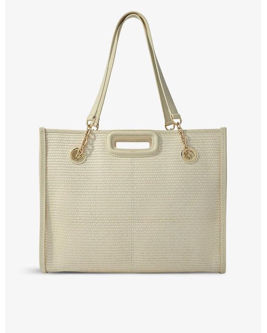 Maje Natural Logo-embossed Double-strap Woven Bag