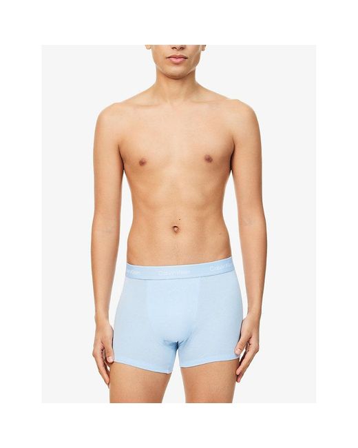 Calvin Klein Blue Icon Pack-Of-Three Relaxed-Fit Stretch-Cotton Trunks for men