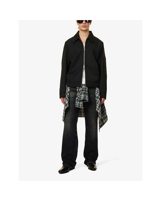 DSquared² Black Point-collar Boxy-fit Twill Jacket for men