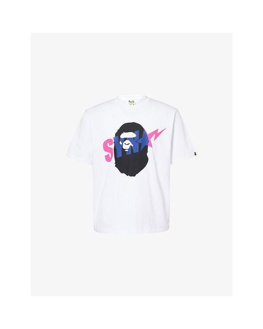 A Bathing Ape Blue Bape X Spotify X Syna Ape Head Relaxed-Fit Cotton-Jersey T-Shirt for men