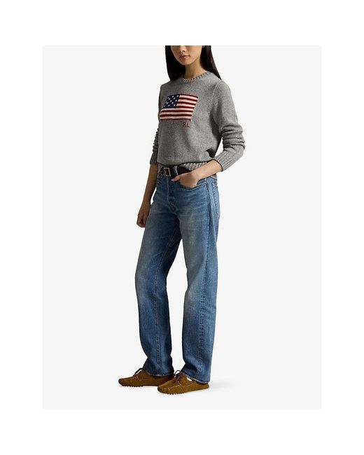 Polo Ralph Lauren Gray American-Flag Knitted Cotton Jumper