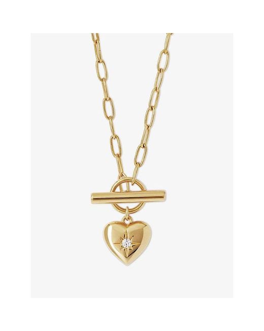 Astley Clarke Metallic Biography Heart T-Bar 18Ct And Sapphire Necklace