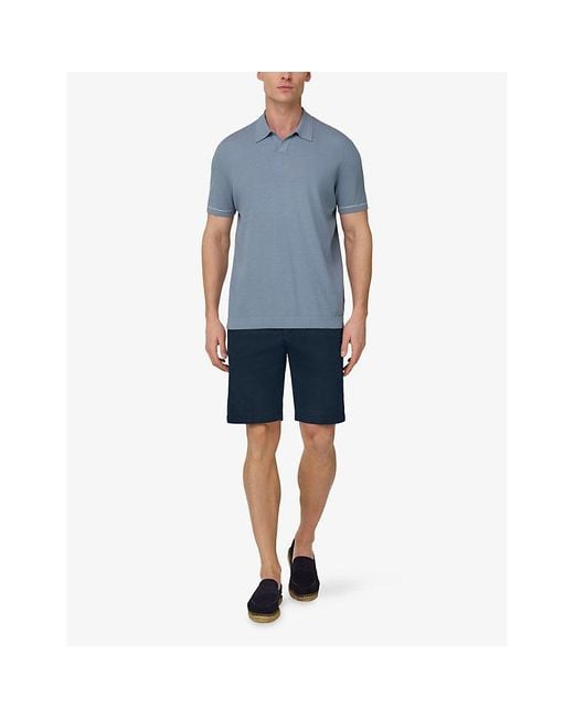 Boggi Blue Straight-Leg Regular-Fit Stretch-Cotton Bermuda Shorts for men