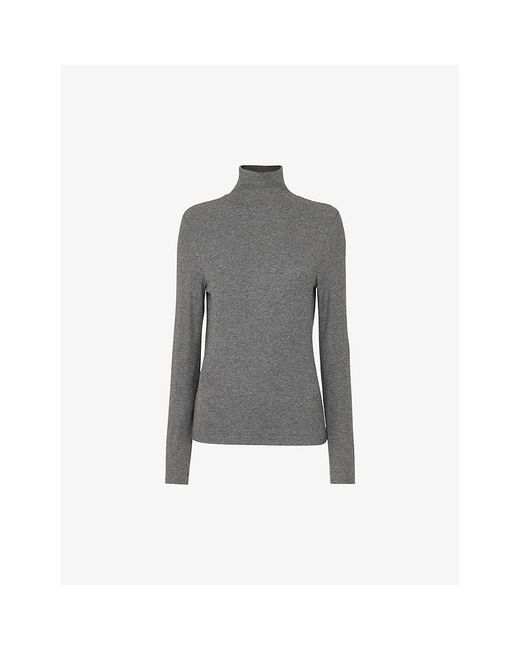 Whistles Gray Essential Ribbed Knitted Top