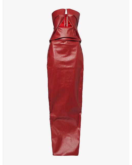 Rick Owens Red Prong Cut-out Cotton-blend Maxi Dress
