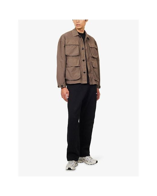 MKI Miyuki-Zoku Brown Patch-Pocket Shell Overshirt for men