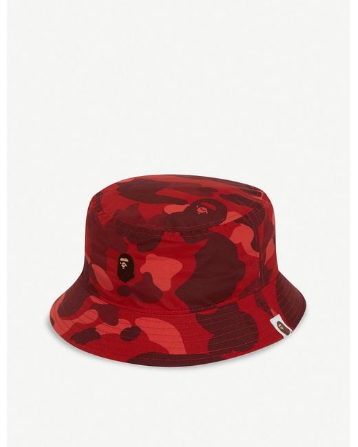 A Bathing Ape Red Camouflage Cotton Bucket Hat for men
