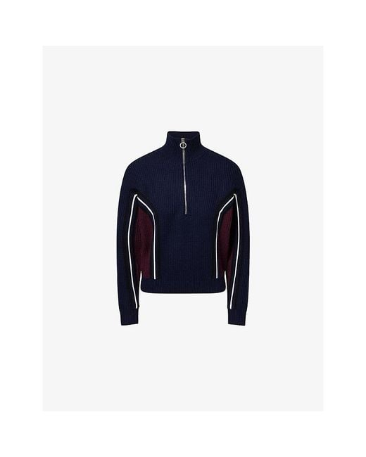 Fusalp Blue Mirala Stand-Collar Knitted Merino-Wool Jumper
