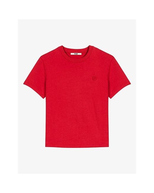 Maje Logo-Embroidered Relaxed-Fit Cotton-Jersey T-Shirt