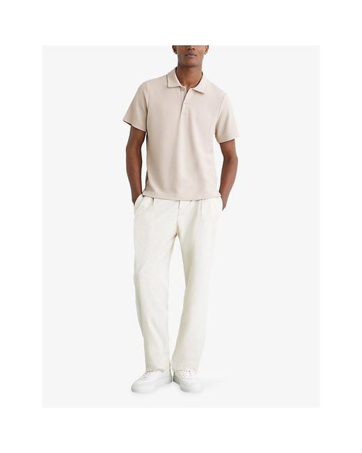 Reiss Natural Kennedy Buttoned Textured Polo Top for men