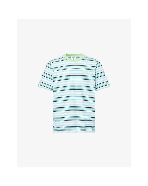Casablanca Blue Stripe Classic Cotton T-Shirt for men