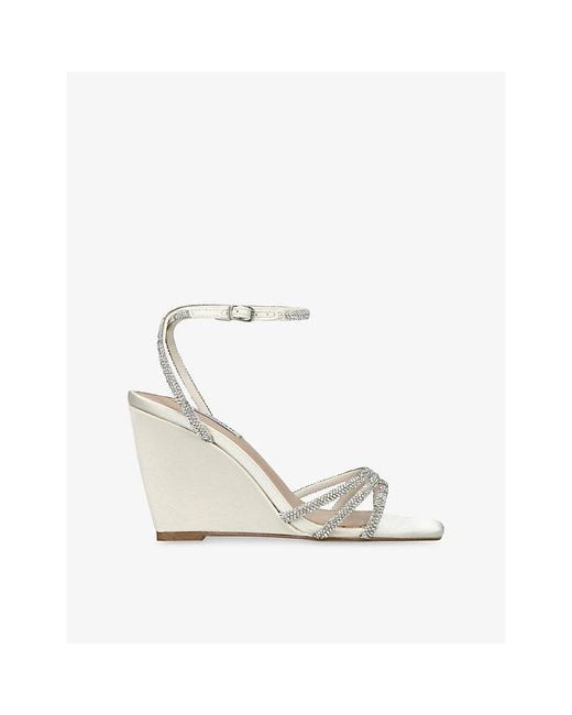 Steve Madden White Aubri Satin Wedge Sandals