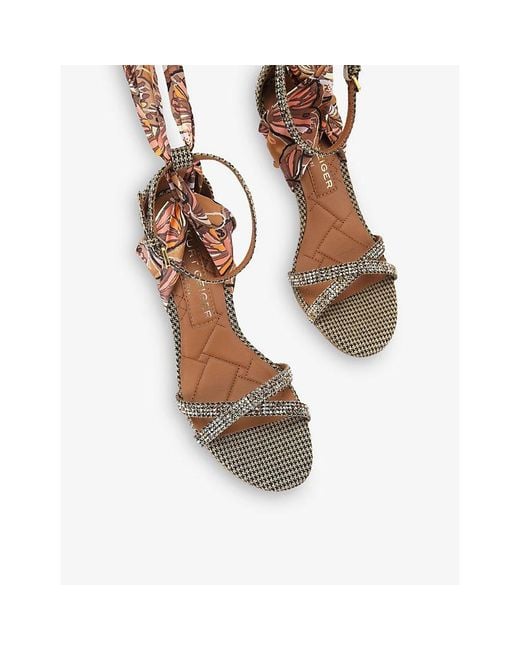 Kurt Geiger Pink Scarf Wrap Woven Heeled Sandals