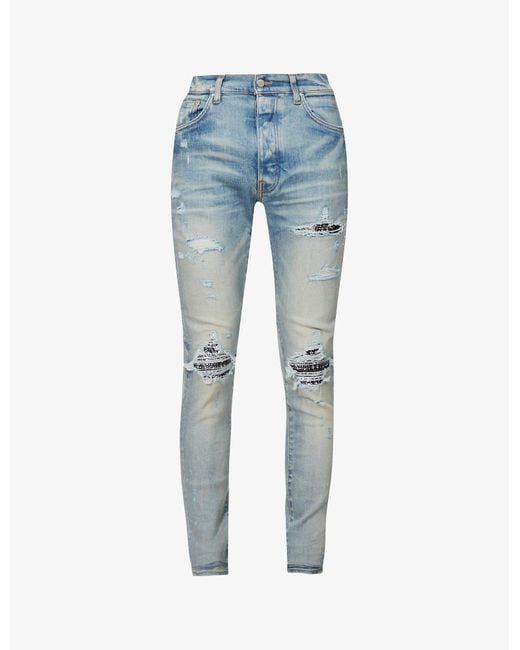 Amiri Bandana Brand-patch Slim-fit Stretch-denim Jeans in Clay Indigo ...