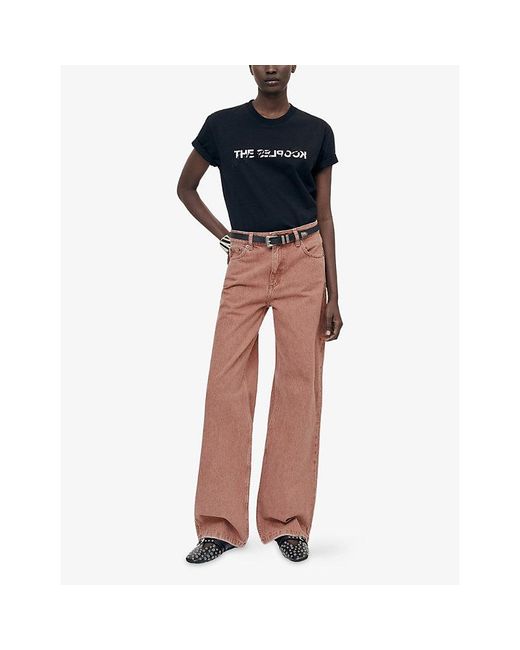 The Kooples Black Logo Text-Print Cotton T-Shirt
