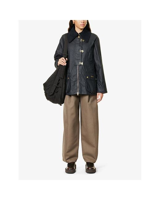 Barbour Royal Kelburn Corduroy Collar Regular Fit Waxed Cotton Jacket in Blue Lyst Canada
