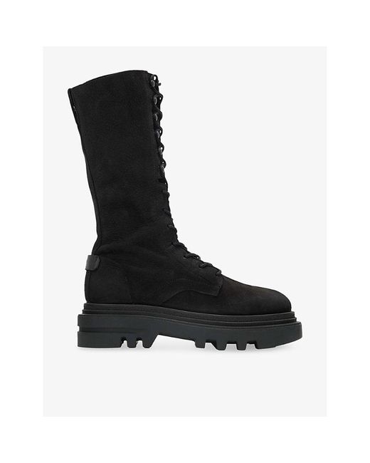 AllSaints Black Jay Lace-Up Leather Boots