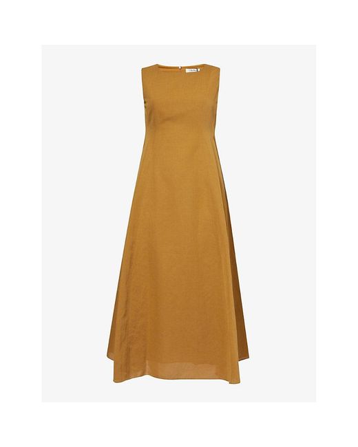 Max Mara Natural Amelie Relaxed-fit Cotton And Linen-blend Midi Dress