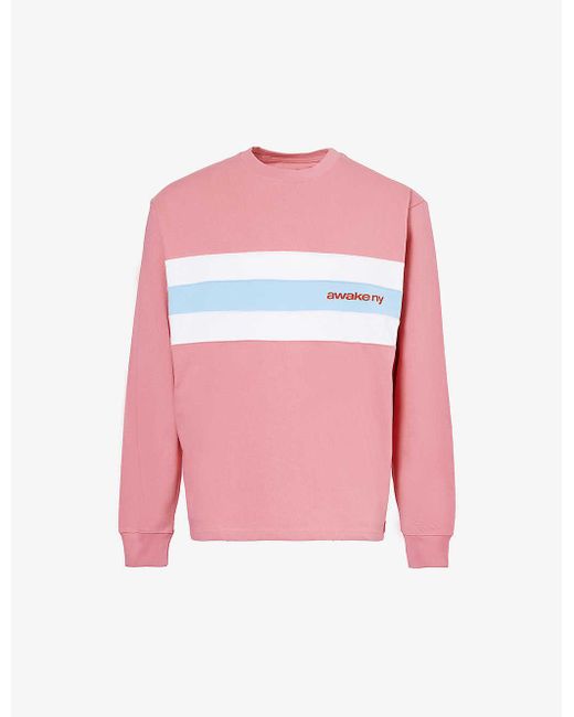 AWAKE NY Pink Stripe Long-sleeved Cotton-jersey Sweatshirt X for men