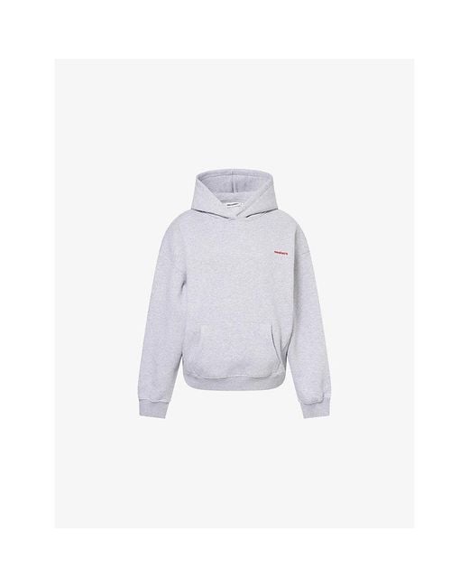 Sisters & Seekers White Brand-Print Relaxed-Fit Cotton-Blend Hoodie