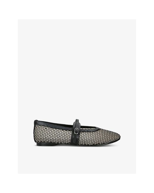 Steve Madden Black Rejoice-Mr Rhinestone-Embellished Mesh Flats