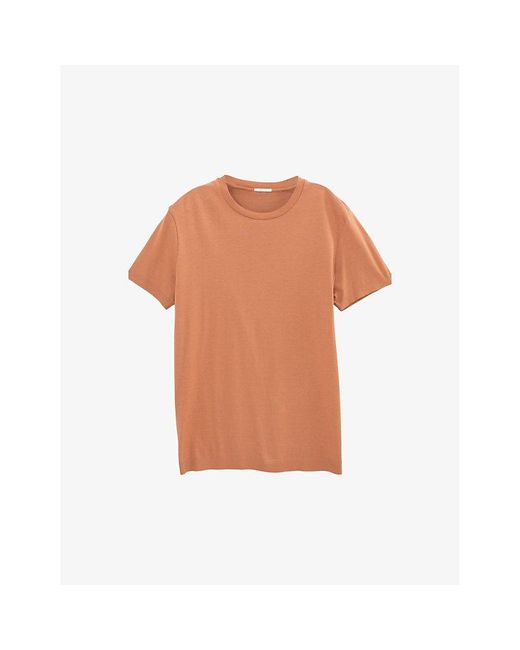 IKKS Orange Round-neck Short-sleeve Modal-blend T-shirt for men