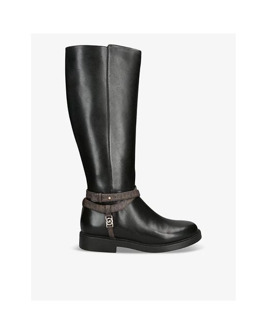 MICHAEL Michael Kors Black Blk/ Abigail Low-Heel Leather Knee-High Boots