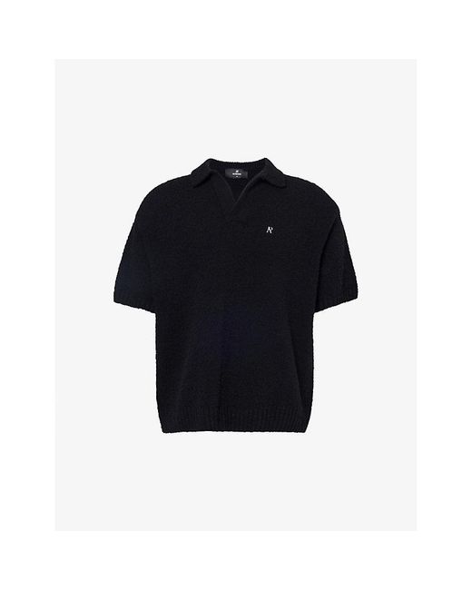 Represent Black Branded-hardware Ribbed-trim Wool-blend Knitted Polo Shirt X for men