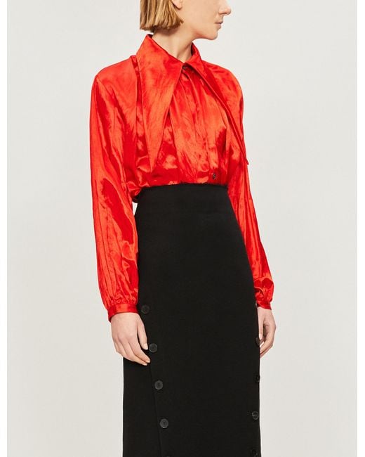 Vivienne Westwood Red Hals Swallow-tailed Collar Satin Shirt