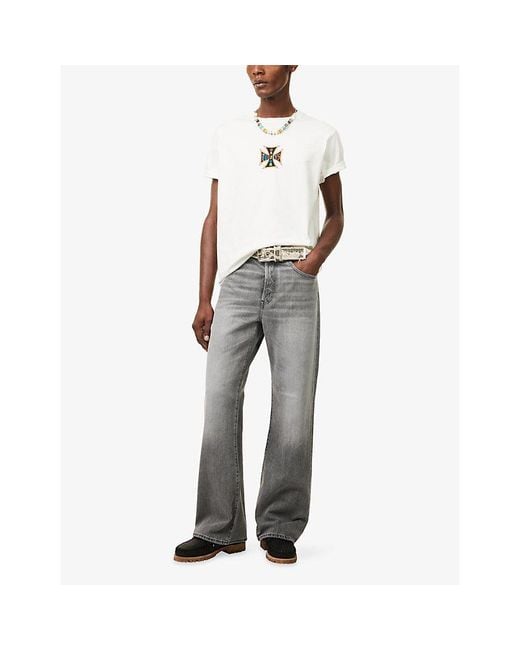 Twojeys White Axis Logo-Print Cotton T-Shirt for men