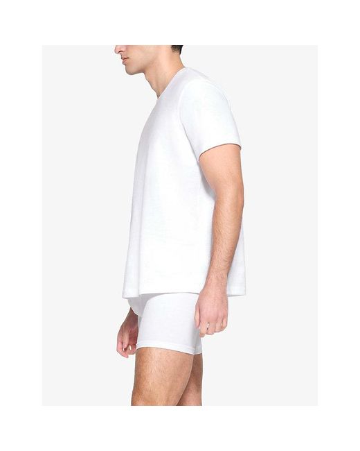 Skims White Crewneck Short-Sleeve Cotton-Jersey T-Shirt for men