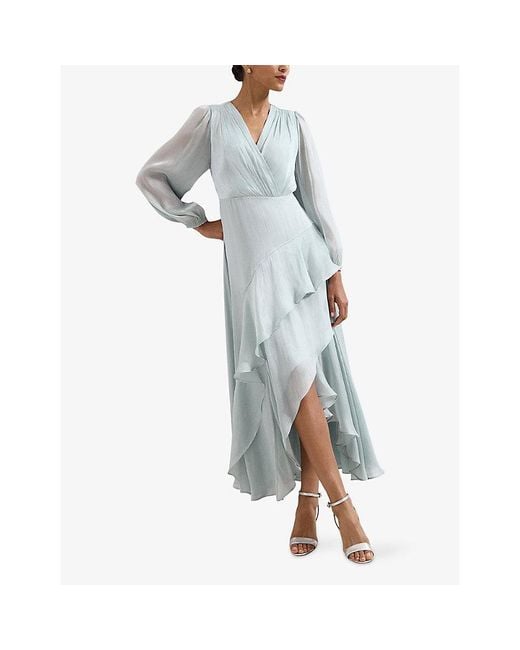 Phase Eight Blue Sylvie Ruffled Woven Maxi Dress