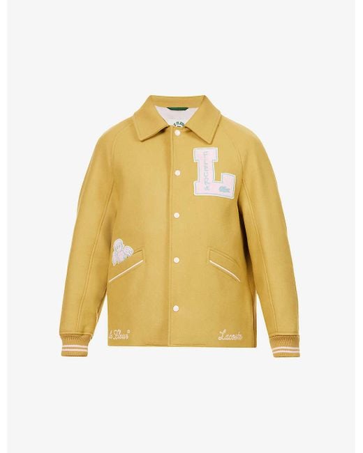 Lacoste Yellow Le Fleur* X Brand-appliqué Regular-fit Wool-blend Jacket X