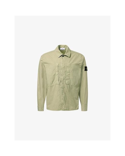 Stone Island Green Tela Paracadute Stretch-Cotton Overshirt for men