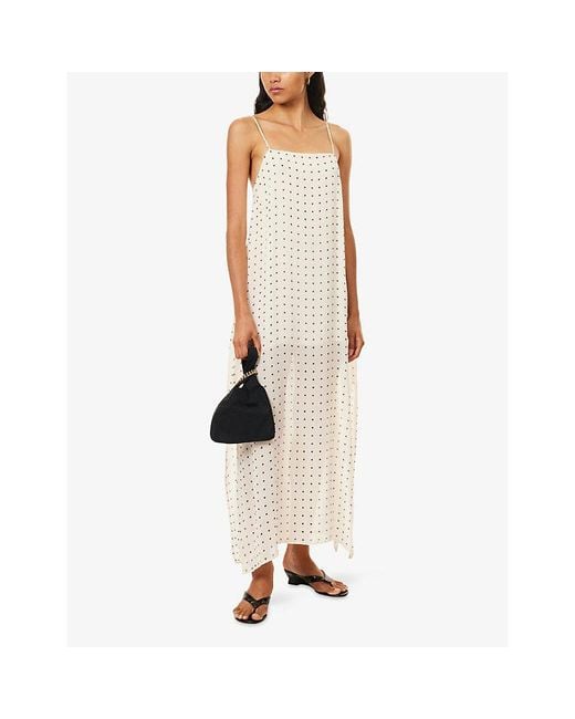 Dissh White Vanessa Polka-Dot Woven Midi Dress