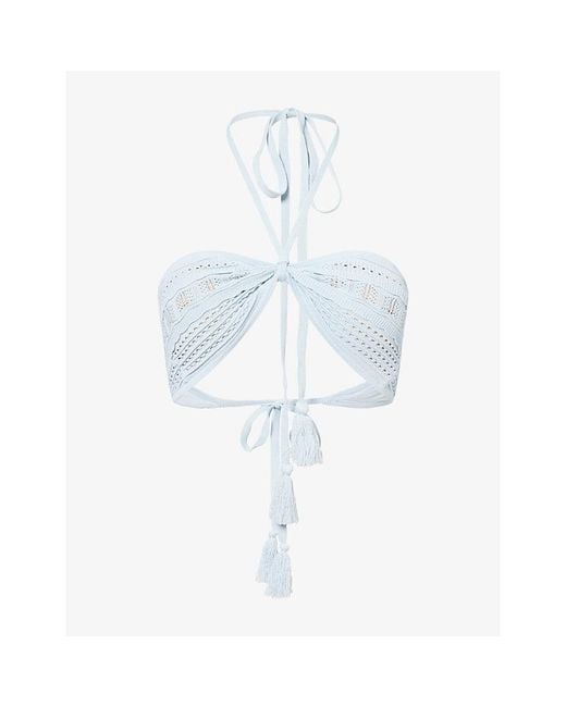 Devon Windsor Blue Vana Bandeau Knitted Bikini Top