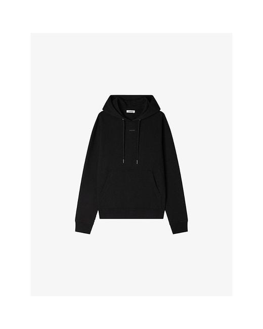 Sandro Black Logo-Embossed Regular-Fit Cotton Hoody for men