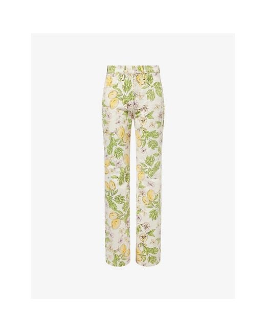 Mother Metallic The Kick Straight-Leg Denim Jeans