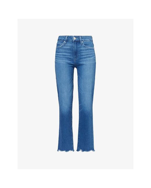 PAIGE Blue Cindy Straight-leg High-rise Stretch Denim-blend Jeans