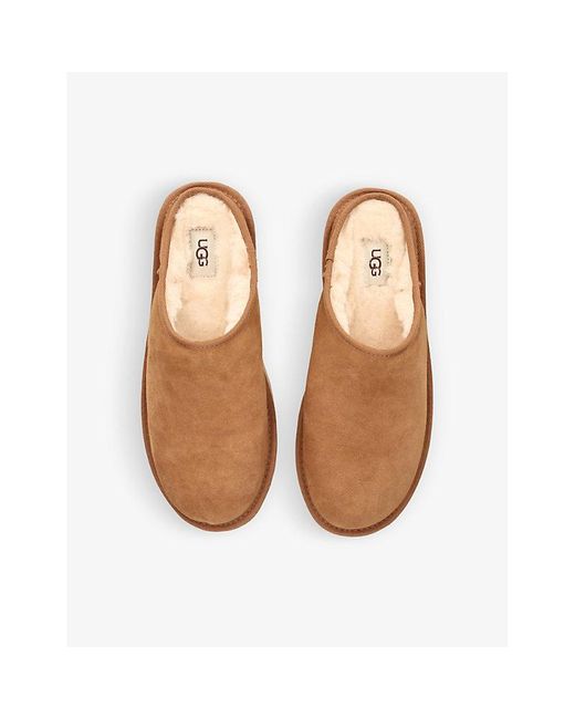Ugg Natural Classic Slip-On Suede And Shearling Slippers for men
