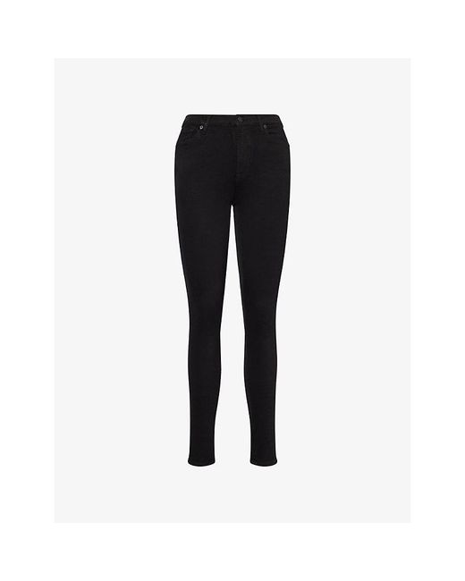 7 For All Mankind Black Illusion Luxe Skinny High-Rise Jeans