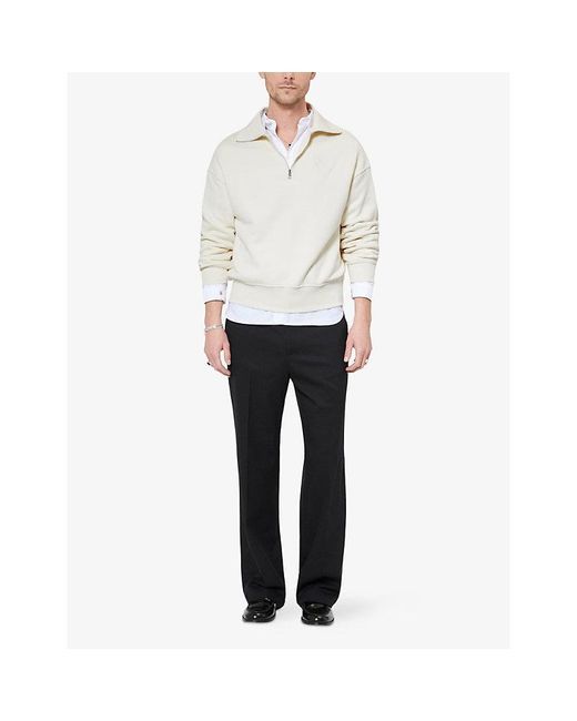 The Kooples White Brand-Embroidered Zip-Up Cotton Sweatshirt for men